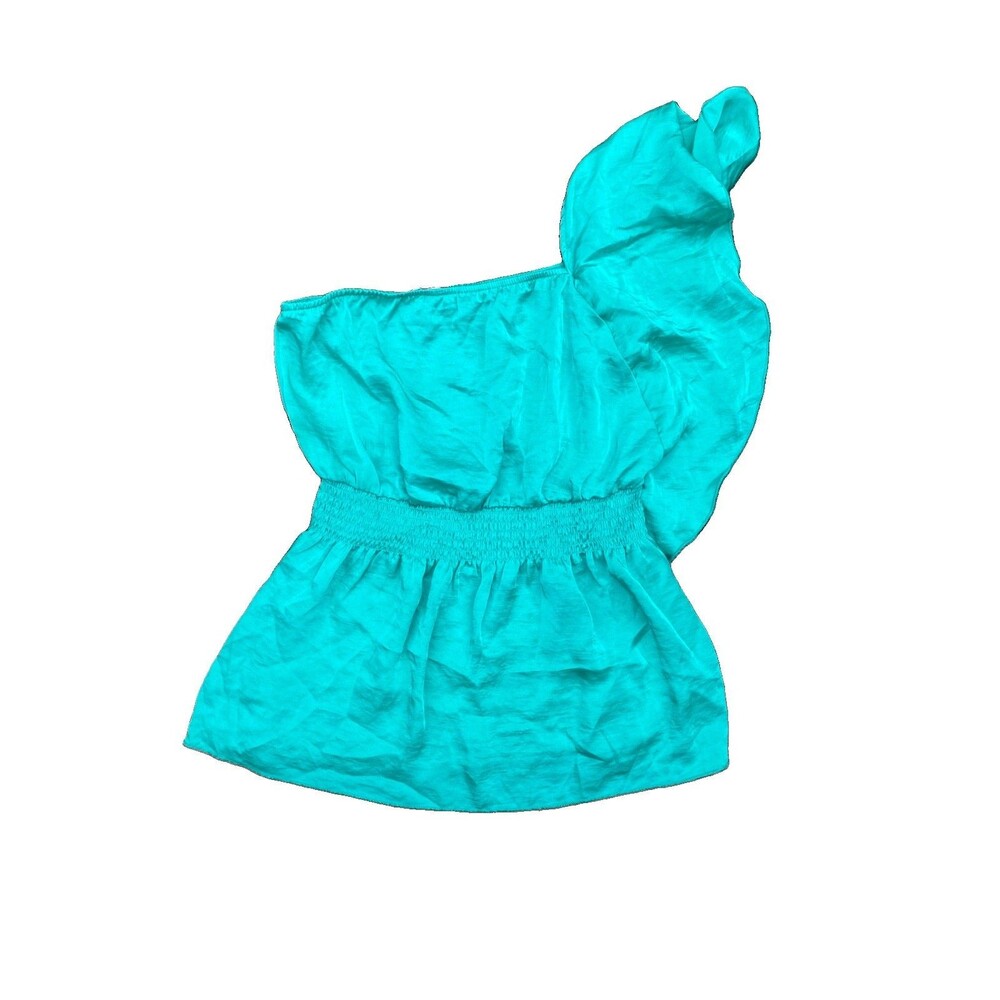 90's Y2K Speechless Babydoll Teal Cold Shoulder Satin Like Tank Blouse Top Sz XL